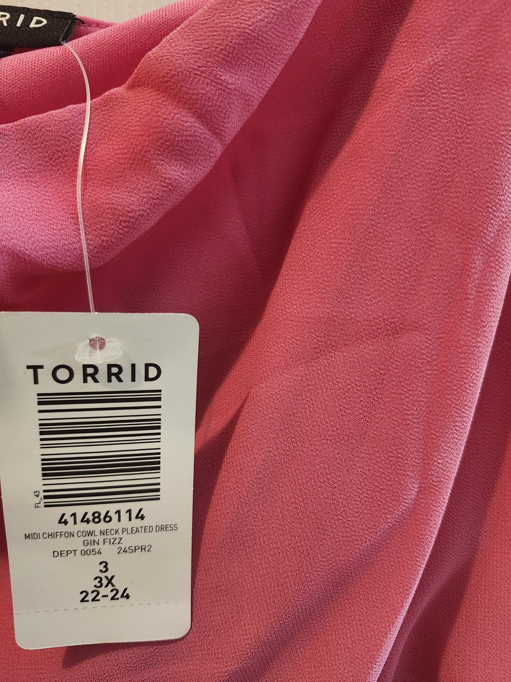 Torrid Hot Pink Cowl Neck Midi Dress: NWT, 3x - Picture 4 of 4